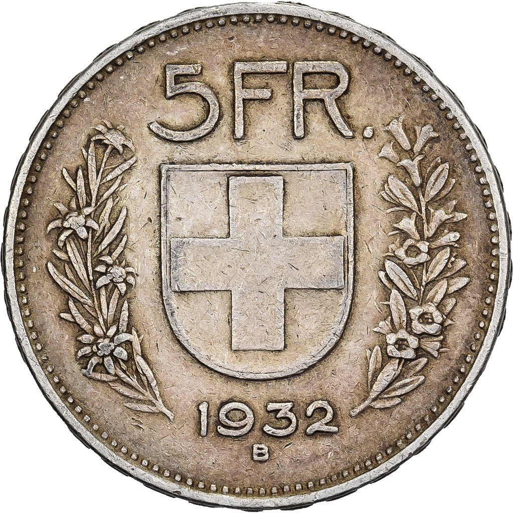 Svizzera, 5 Francs, Herdsman, 1932, Bern, Argento, BB+, KM:40