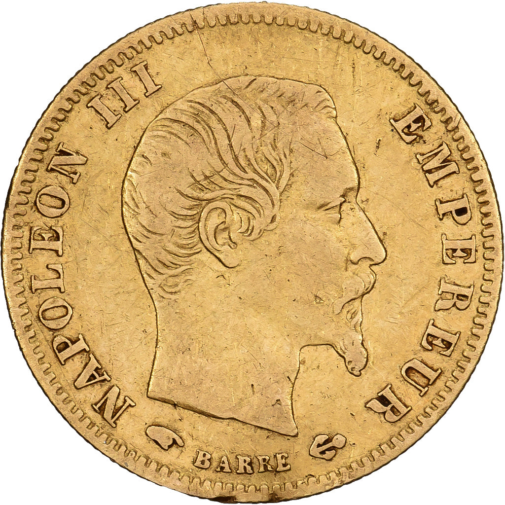 Francia, Napoleon III, 5 Francs, 1857, Paris, Oro, MB+, Gadoury:1001, Le