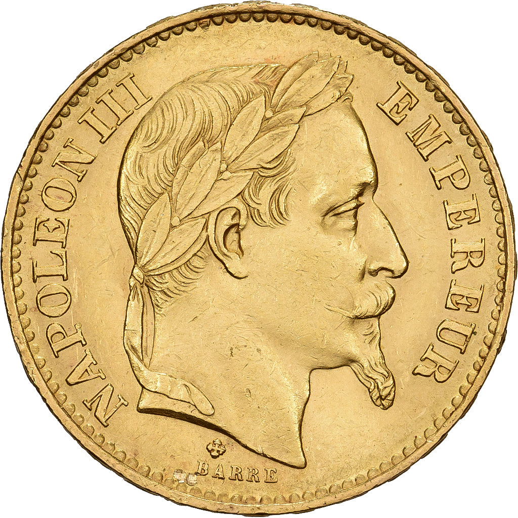Francia, Napoleon III, 20 Francs, 1869, Strasbourg, Oro, BB+, Gadoury:1062, Le