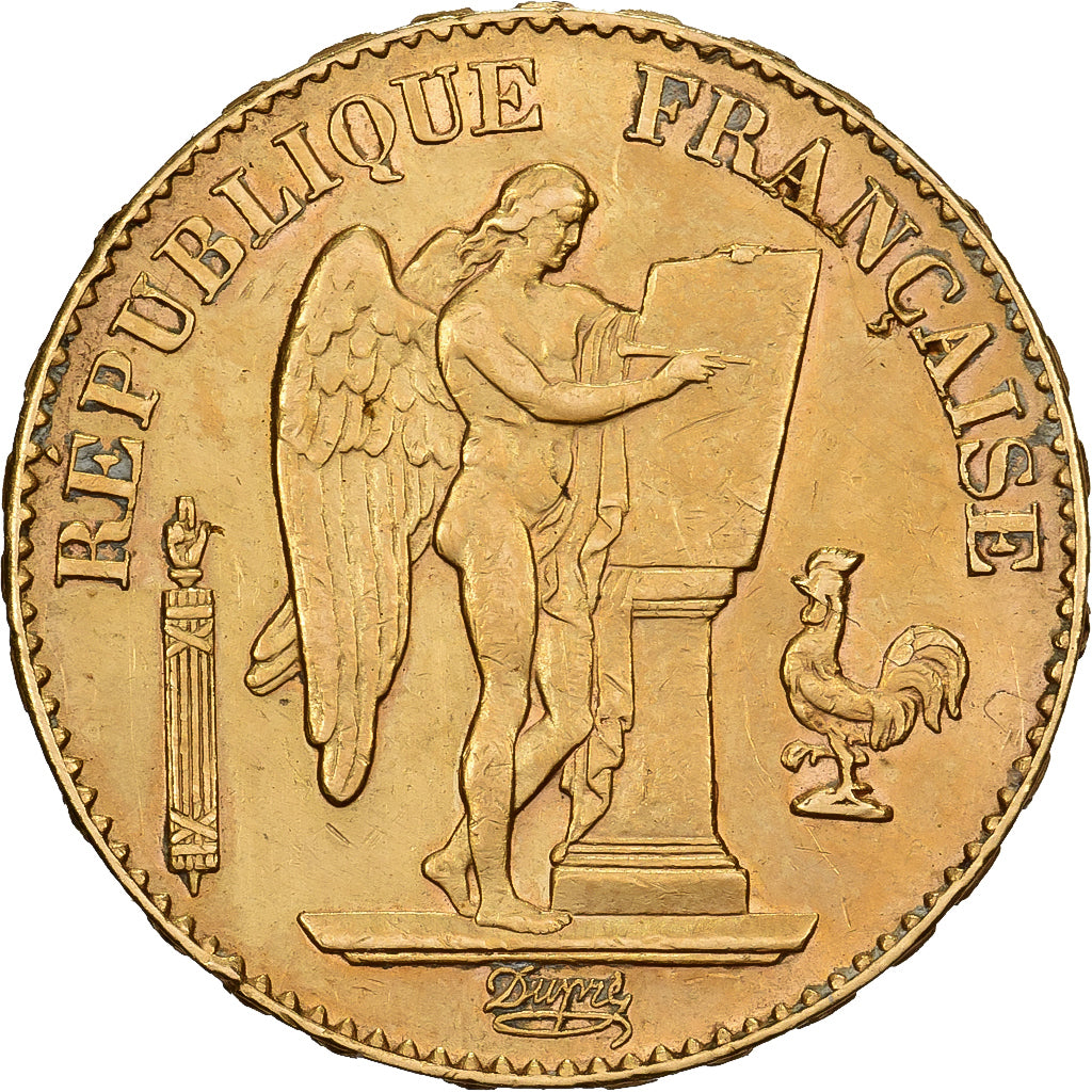 França, 20 Francs, Génie, 1897, Paris, Dourado, MS(60-62), Gadoury:1063, Le