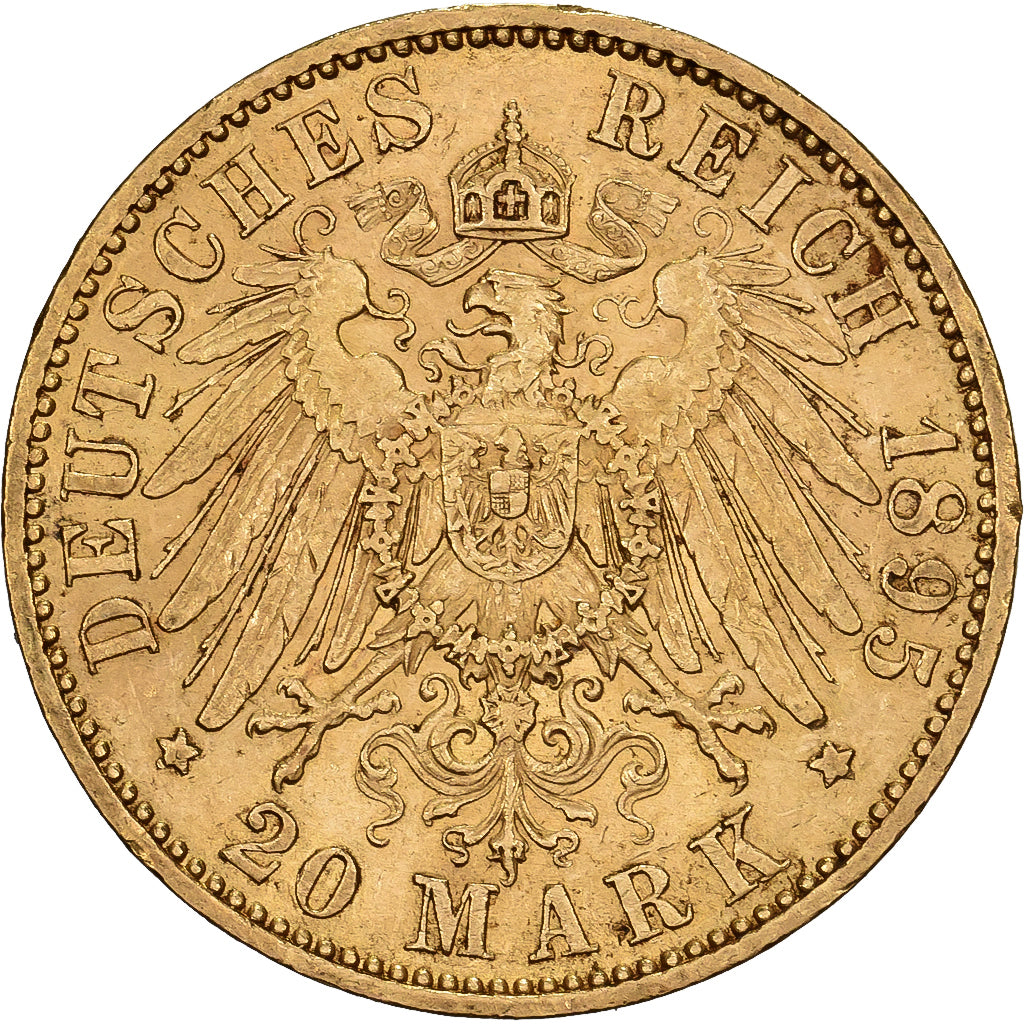 Kingdom of Prussia, William II, 20 Mark, 1895, Berlin, Oro, MBC+