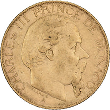 Monaco, Charles III, 20 Francs, 1879, Paris, Oro, BB, KM:98
