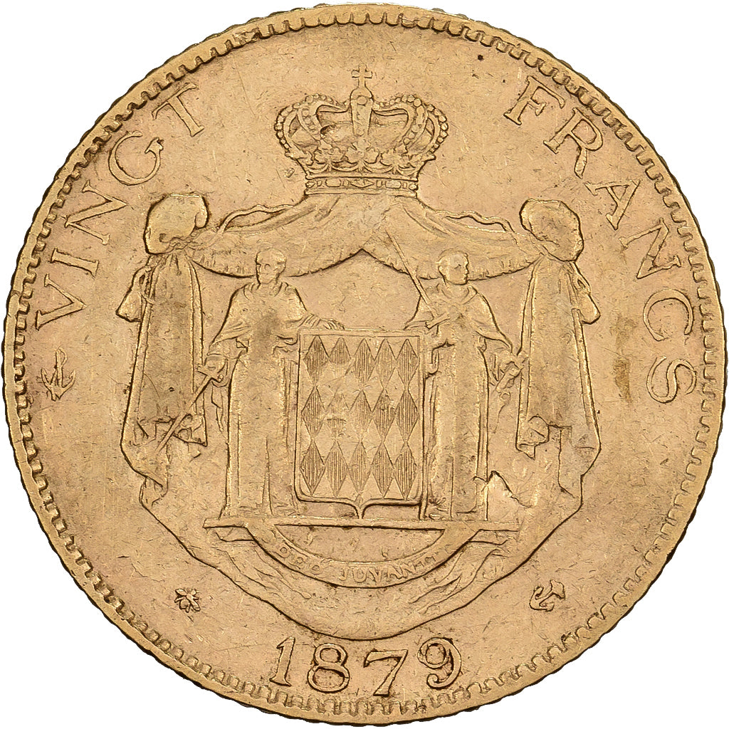 Monaco, Charles III, 20 Francs, 1879, Paris, Oro, BB, KM:98