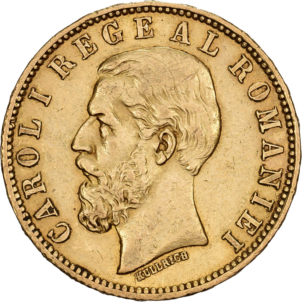 Roemenië, Carol I, 20 Lei, 1883, Bucarest, Goud, ZF+, KM:20