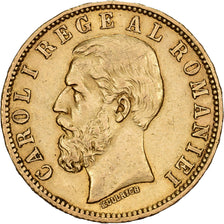 Roemenië, Carol I, 20 Lei, 1883, Bucarest, Goud, ZF+, KM:20