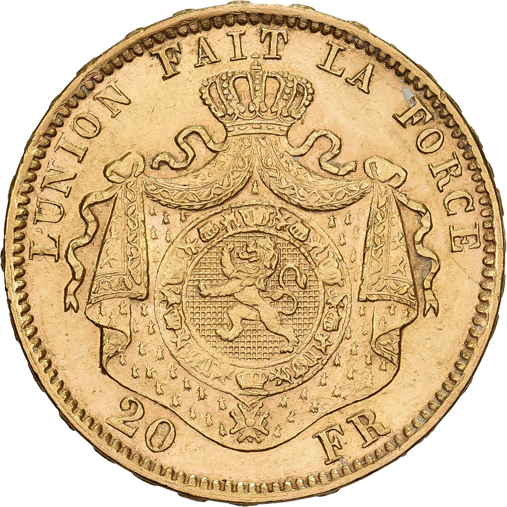 Belgique, Leopold II, 20 Francs, 1877, Bruxelles, Or, SUP, KM:37