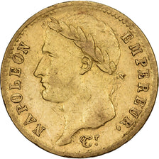França, Napoleon I, 20 Francs, 1809, Paris, Dourado, AU(50-53), Gadoury:1025