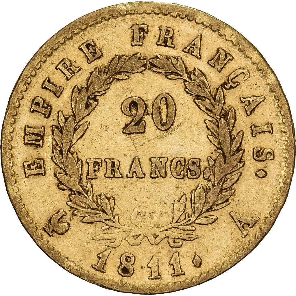 Frankrijk, Napoleon I, 20 Francs, 1811, Paris, Goud, ZF+, Gadoury:1025, Le