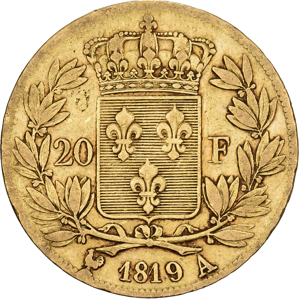 Frankrijk, Louis XVIII, 20 Francs, 1819, Paris, Goud, FR+, Gadoury:1026, Le