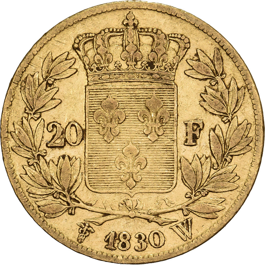 Francia, Charles X, 20 Francs, 1830, Lille, Type 1., Oro, BC+, Gadoury:1029, Le