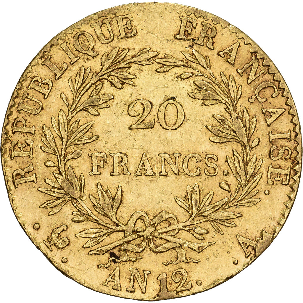 França, Bonaparte Ier Consul, 20 Francs, An 12 (1804), Paris, Dourado