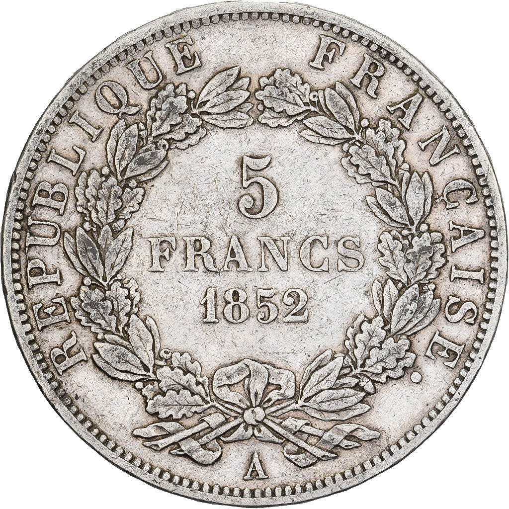 Francia, Louis-Napoléon Bonaparte, 5 Francs, 1852, Paris, Argento, BB+
