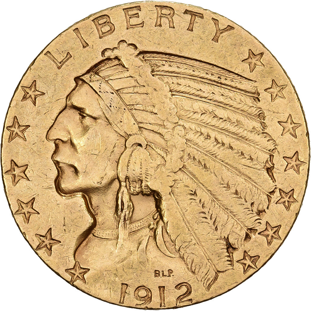 United States, 5 Dollars, Indian Head, 1912, San Francisco, Gold, VF(30-35)