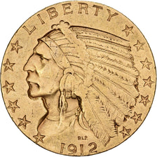 Stati Uniti, 5 Dollars, Indian Head, 1912, San Francisco, Oro, MB+, KM:129