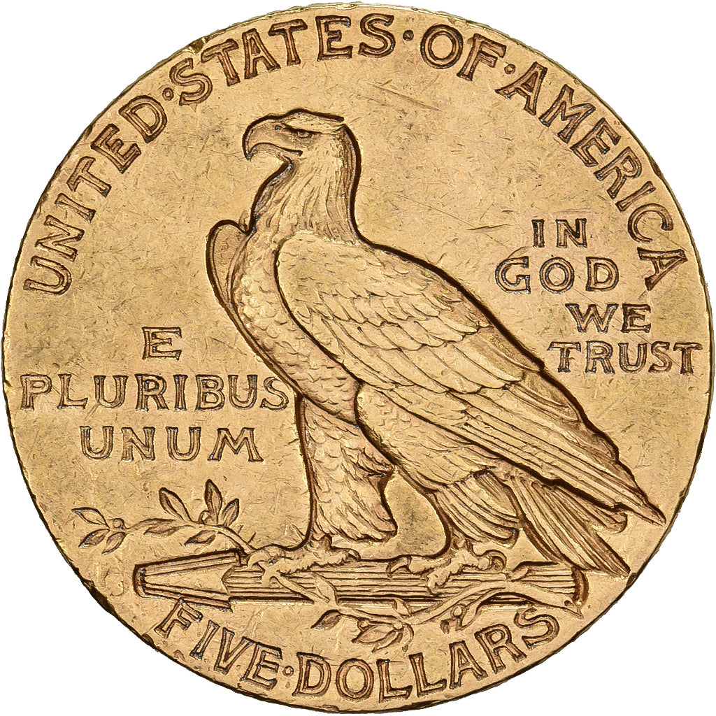 United States, 5 Dollars, Indian Head, 1912, San Francisco, Gold, VF(30-35)