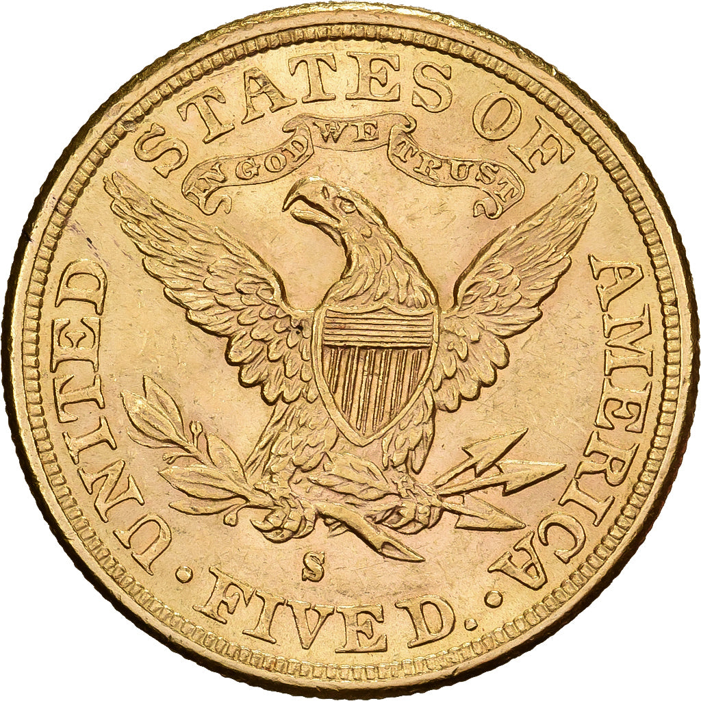 Verenigde Staten, 5 Dollars, Coronet Head, 1881, San Francisco, Goud, ZF+