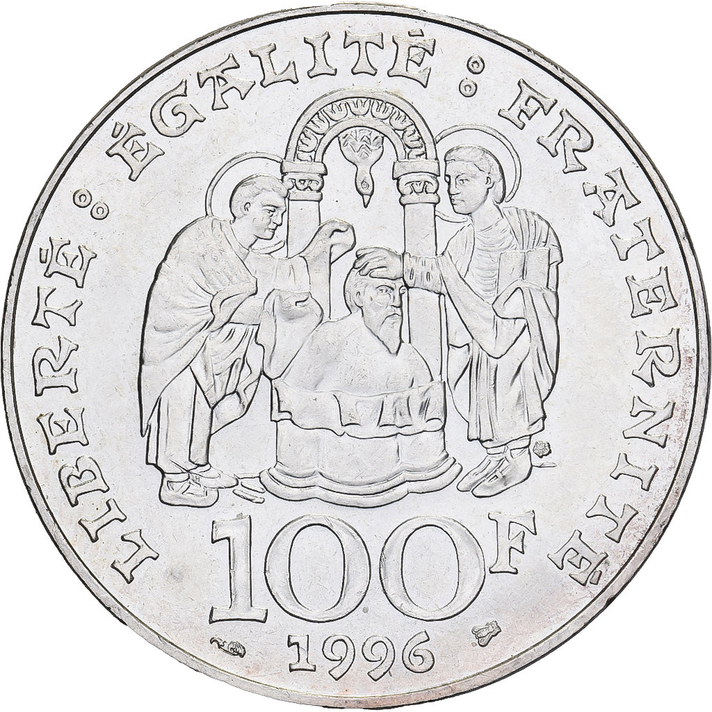 Francja, 100 Francs, Clovis, 1996, Paris, Srebro, MS(60-62), Gadoury:953, Le