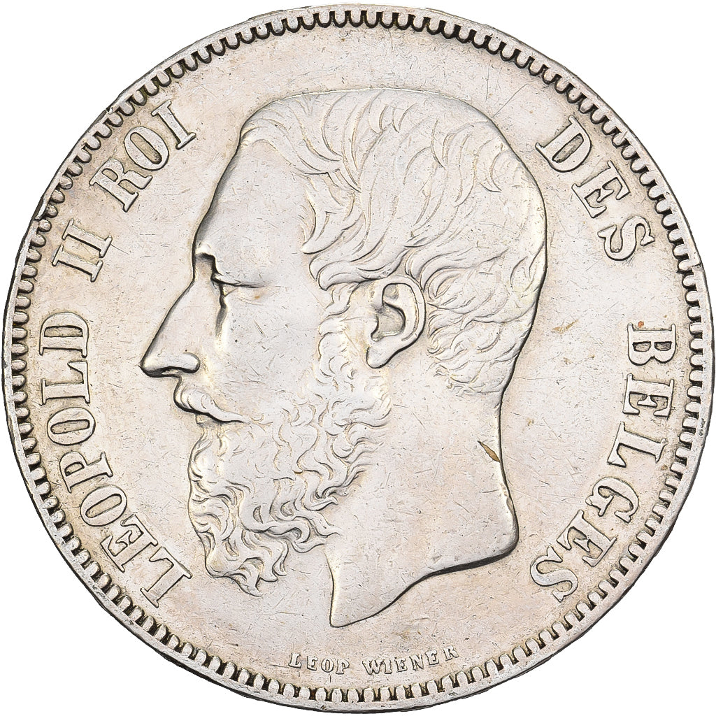 Belgien, Leopold II, 5 Francs, 1868, Brussels, Silber, VZ, KM:24