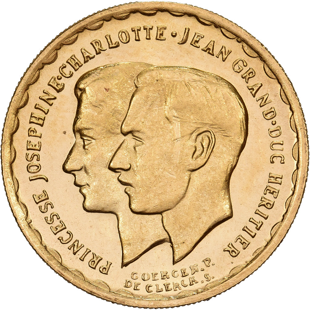 Luxemburg, Charlotte, 20 Francs, 1953, Marriage, Gold, UNZ+