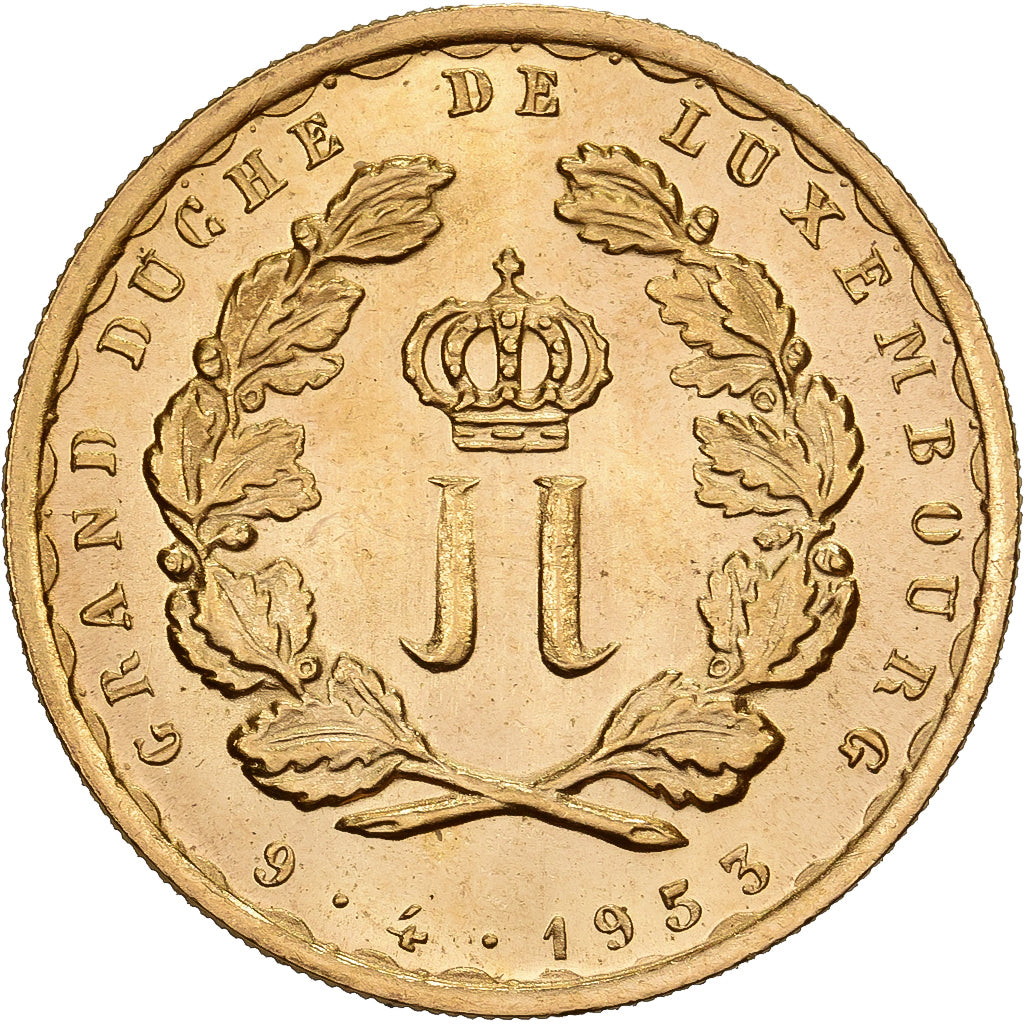 Luxemburg, Charlotte, 20 Francs, 1953, Marriage, Gold, UNZ+