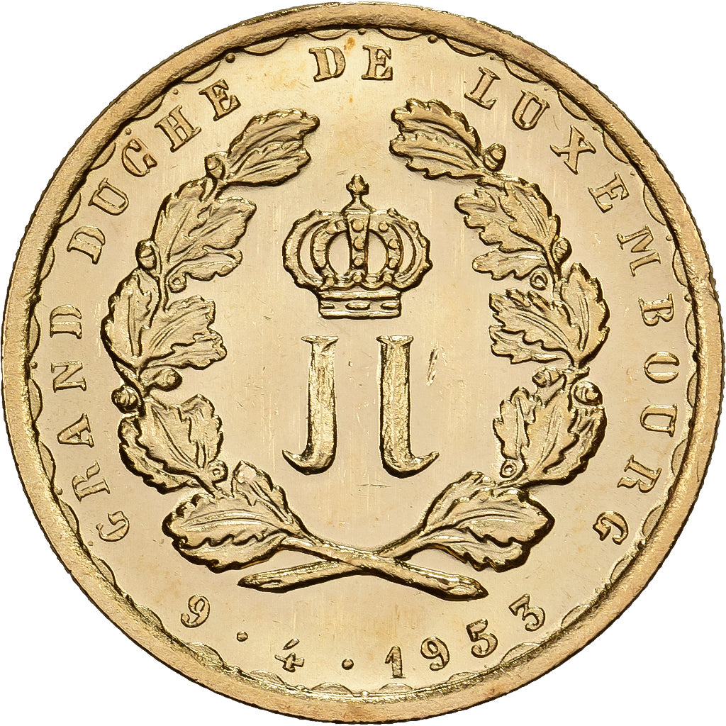 Lussemburgo, Charlotte, 20 Francs, 1953, Marriage, Oro, SPL+