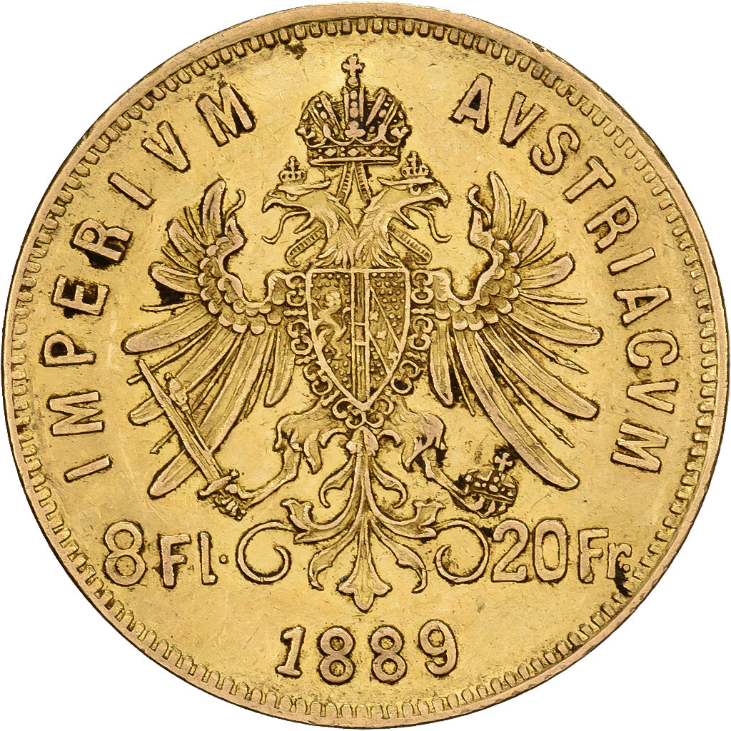 Austria, Francis Joseph I, 8 Florins, 1889, Vienna, Oro, BB, KM:2269