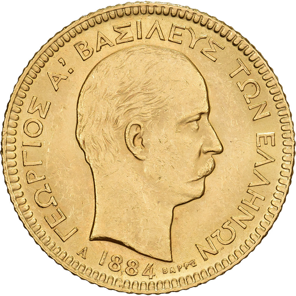 Grèce, George I, 20 Drachmai, 1884, Paris, Or, TTB+, KM:56