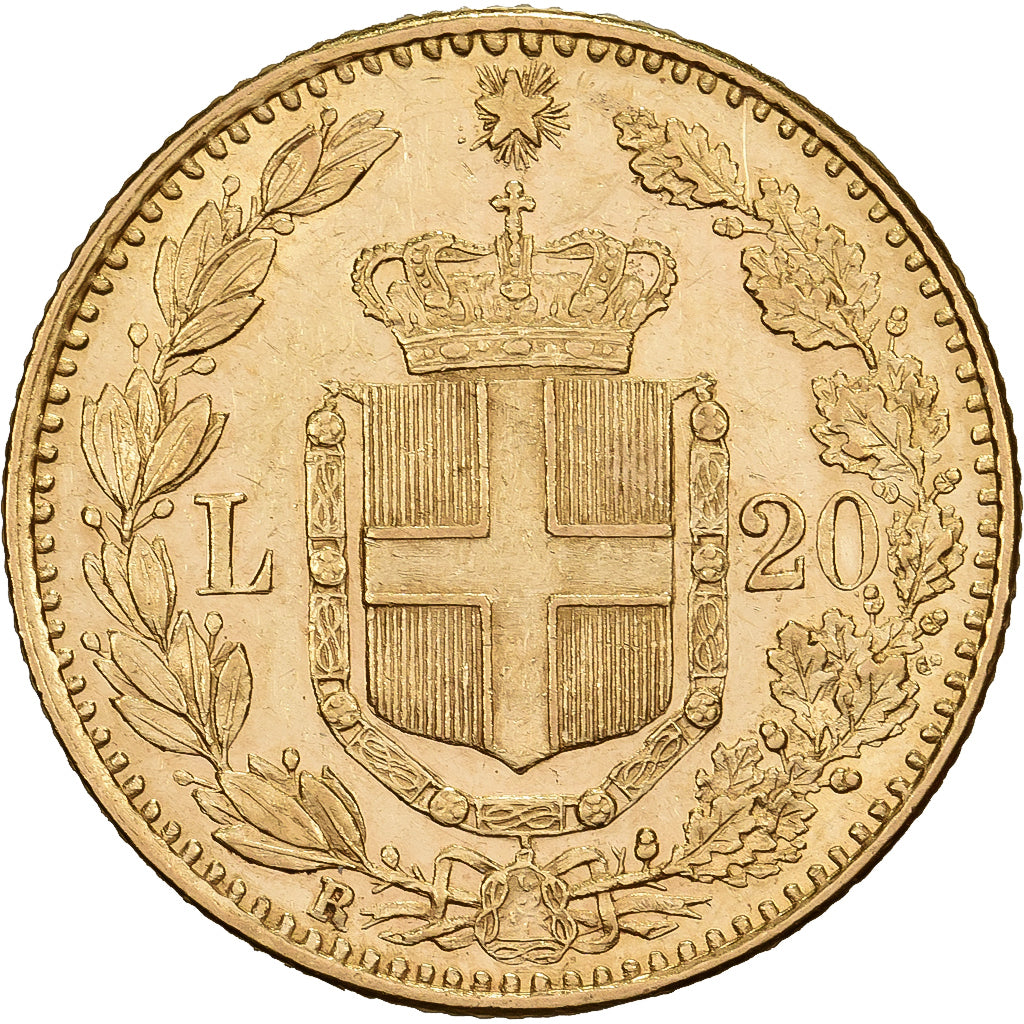 Italy, Umberto I, 20 Lire, 1883, Rome, Gold, MS(60-62), KM:21