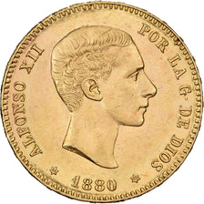 Spagna, Alfonso XII, 25 Pesetas, 1880, Madrid, Oro, SPL, KM:673