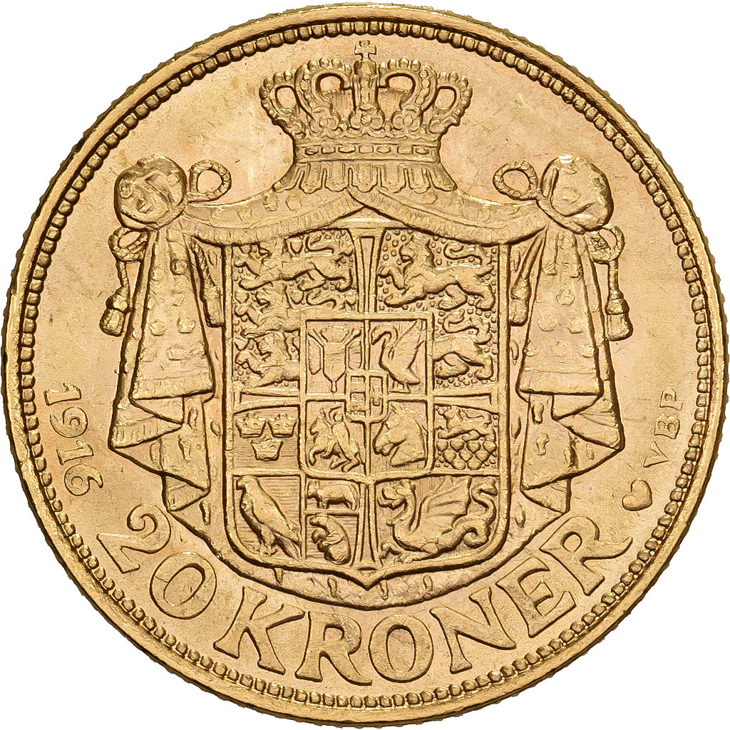 Denmark, Christian X, 20 Kroner, 1916, Copenhagen, Gold, EF(40-45), KM:817