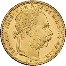 Hungria, FERENCZ JÓZSEF I, 8 Forint, 1891, Kremnica, Dourado, MS(60-62), KM:477