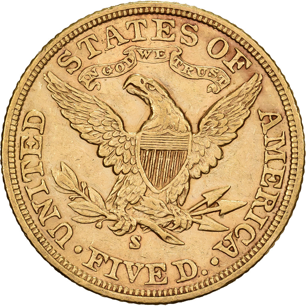 Verenigde Staten, 5 Dollars, Coronet Head, 1906, San Francisco, Goud, ZF+