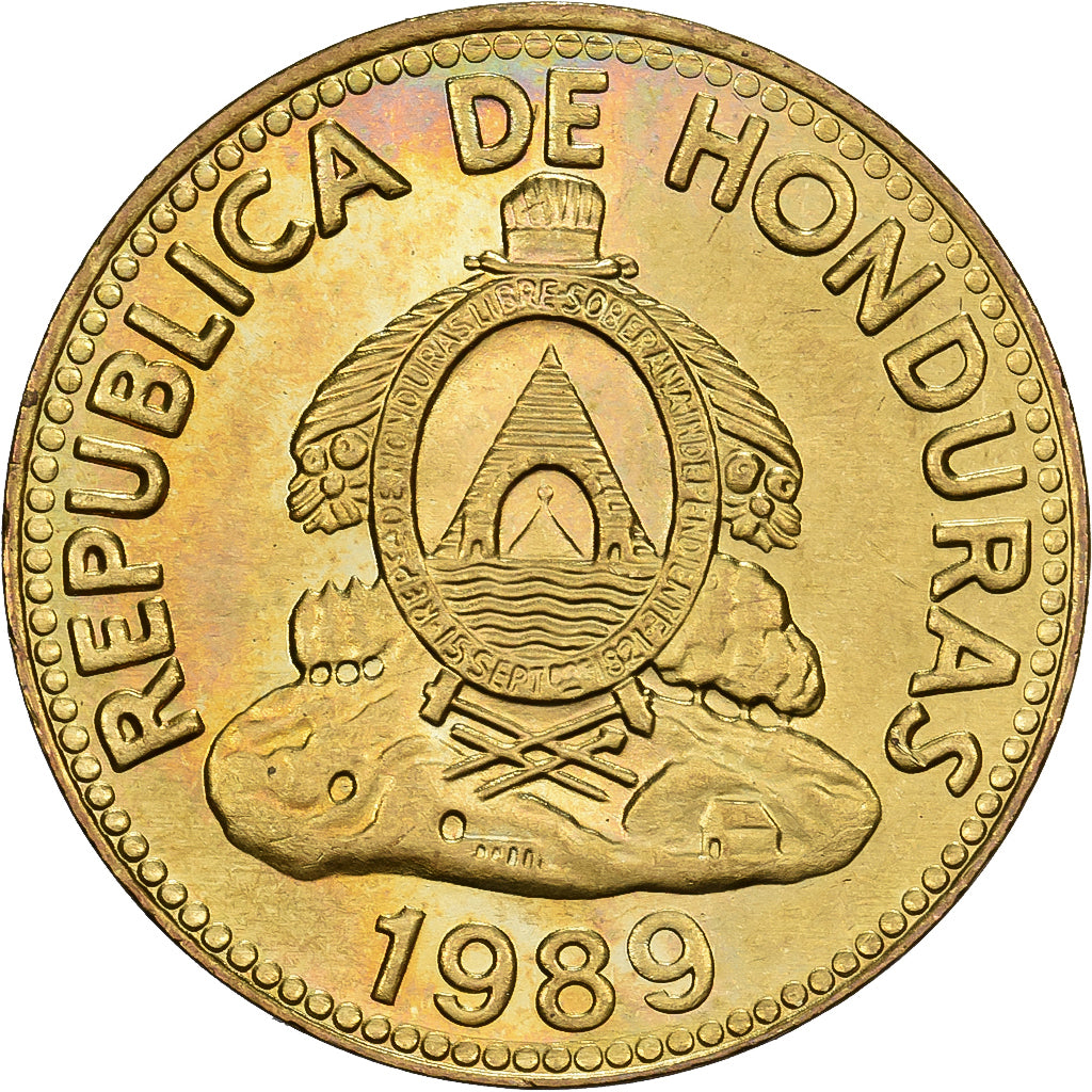Honduras, 10 Centavos, 1989, Brass, AU(55-58), KM:76.1a