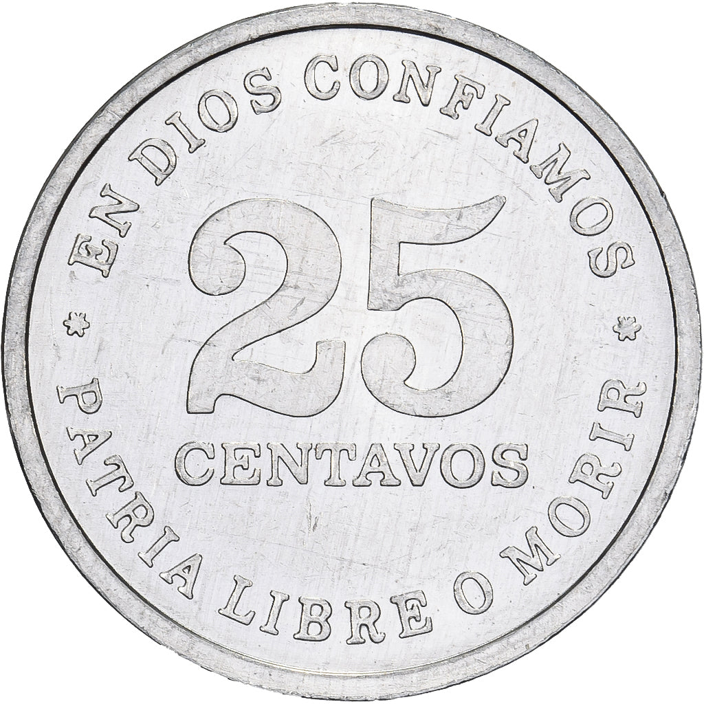 Nicaragua, 25 Centavos, 1987, Vereinigte Deutsche Nickelwerke, Aluminium, PR+