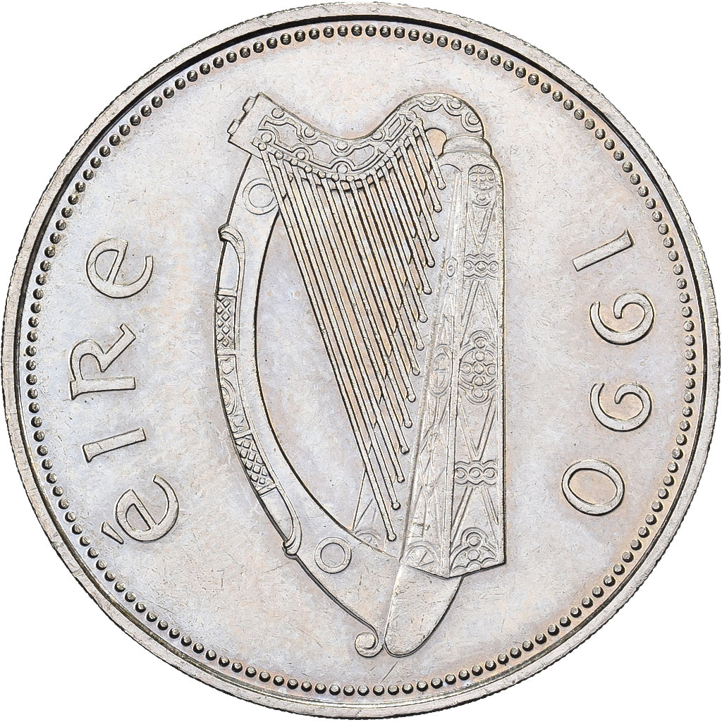 REPUBLIKA IRLANDII, Punt, 1990, Dublin, Miedź-Nikiel, MS(60-62), KM:27
