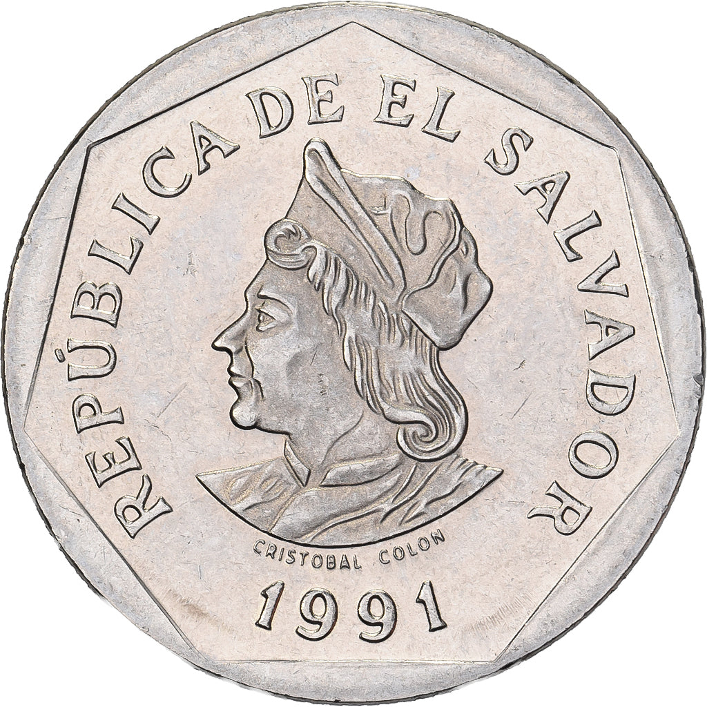 El Salvador, Colon, 1991, Acciaio ricoperto in nichel, FDC, KM:156a