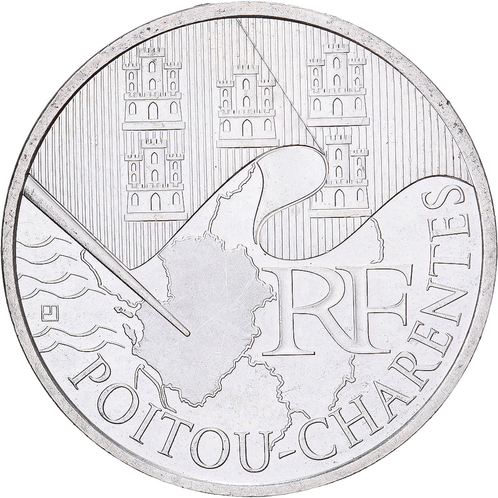 France, 10 Euro, Euros des régions, Poitou-Charente, 2010, Argent, SPL, KM:1667