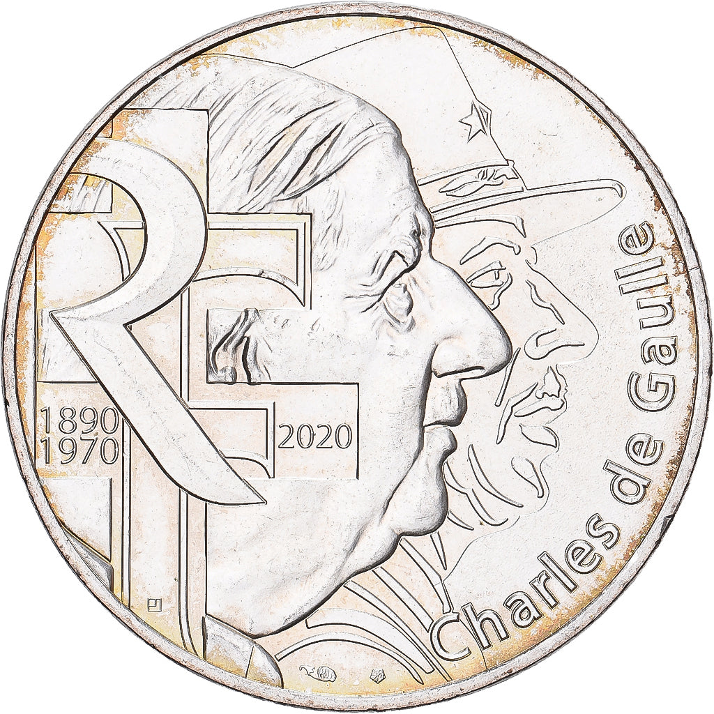 Francia, 10 Euro, Charles de Gaulle, 2020, Monnaie de Paris, Plata, SC