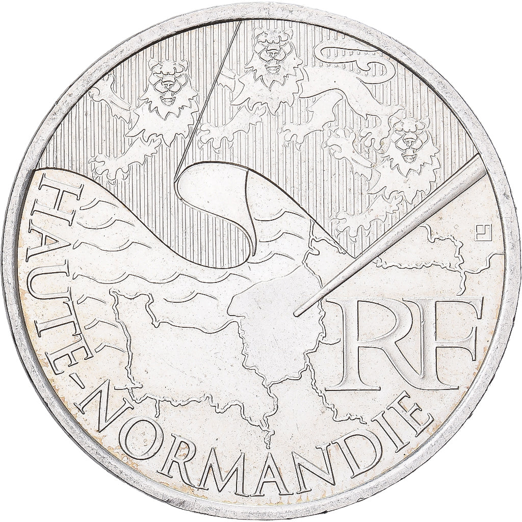 France, 10 Euro, Haute-Normandie, 2010, Pessac, Silver, MS(63)
