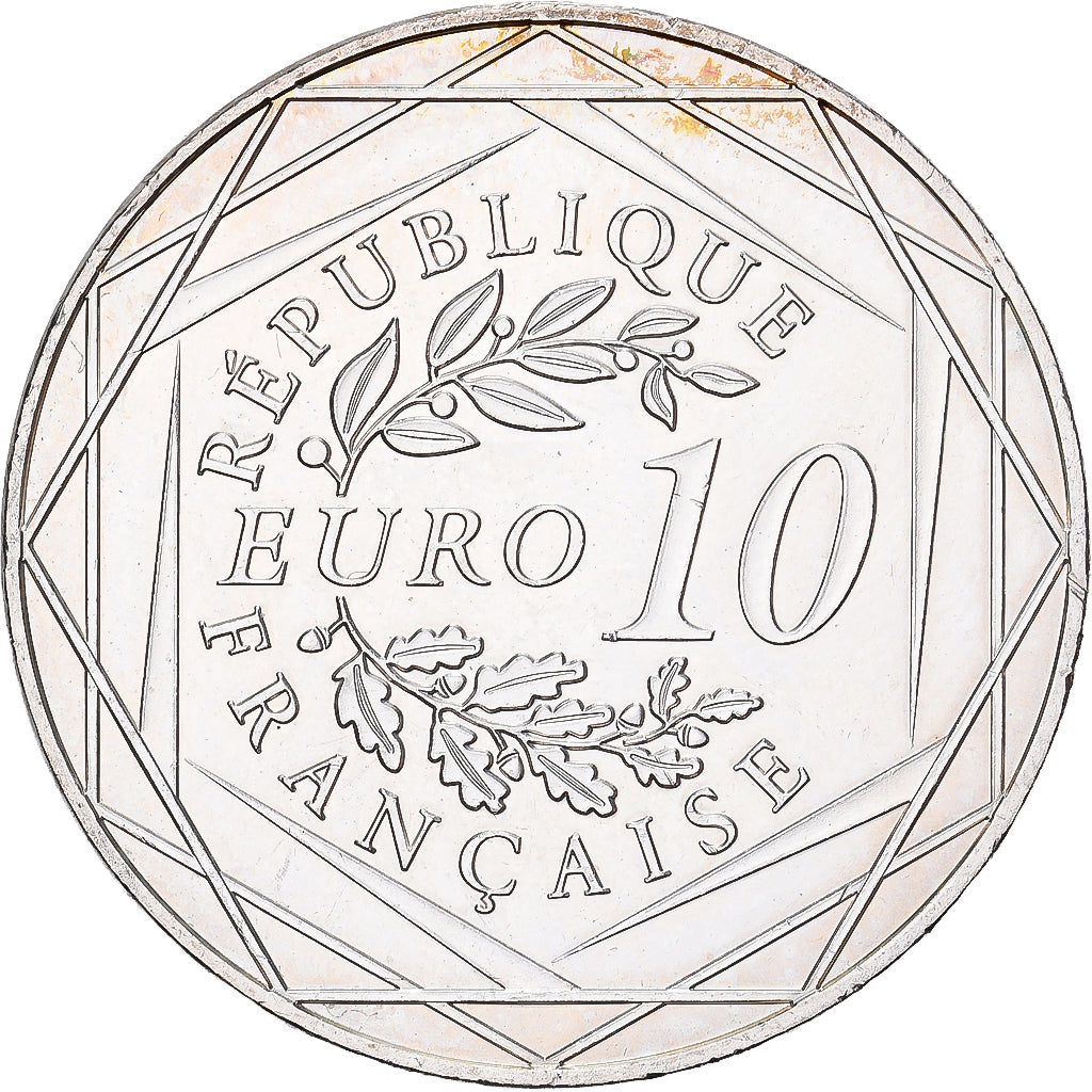 França, 10 Euro, Coq, 2015, Monnaie de Paris, Prata, MS(60-62)
