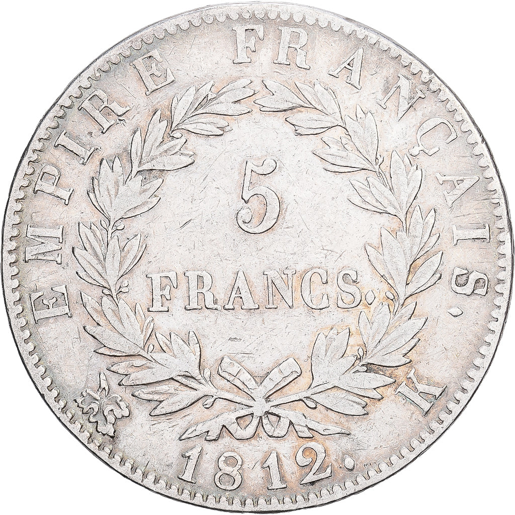 Francia, 5 Francs, Napoléon I, 1812, Bordeaux, Plata, BC+, Gadoury:584