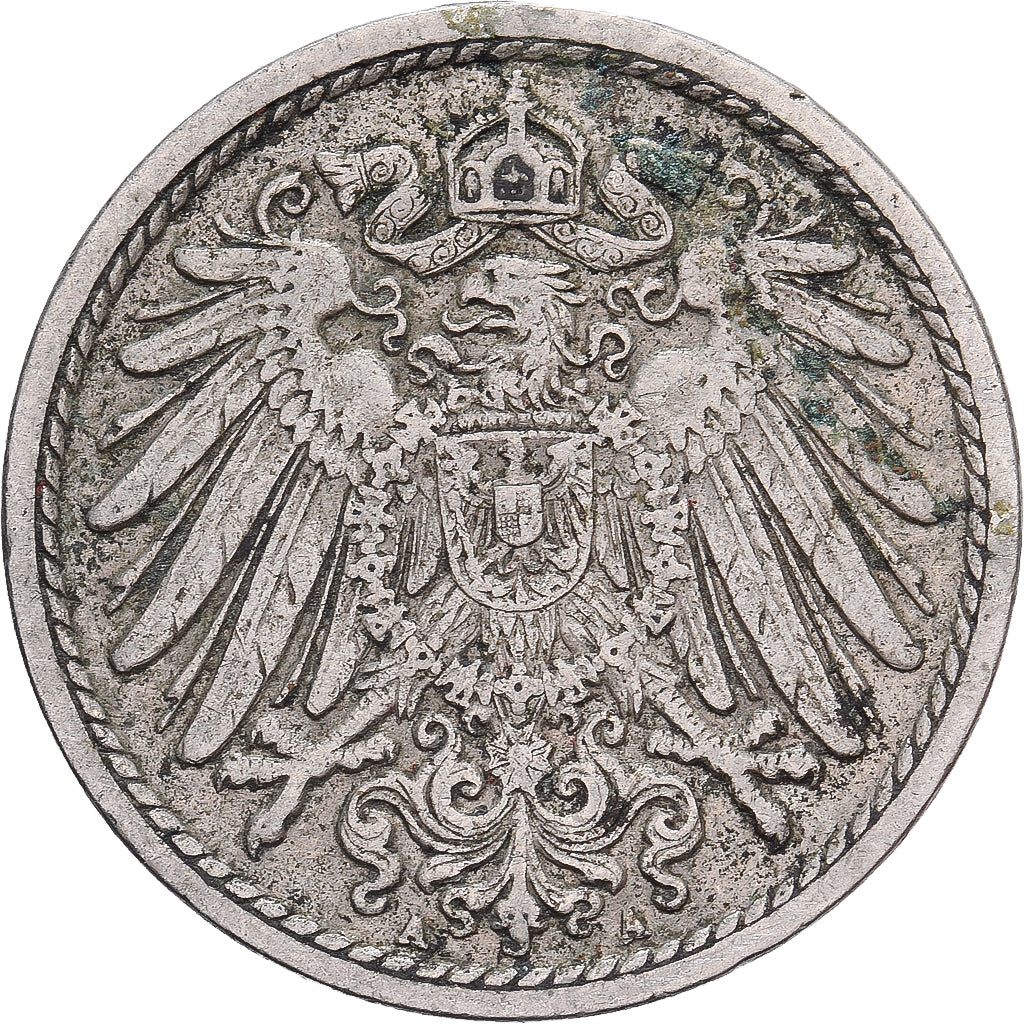 NIEMCY - IMPERIUM, 5 Pfennig, 1908, Berlin, Cupronickel, EF(40-45)