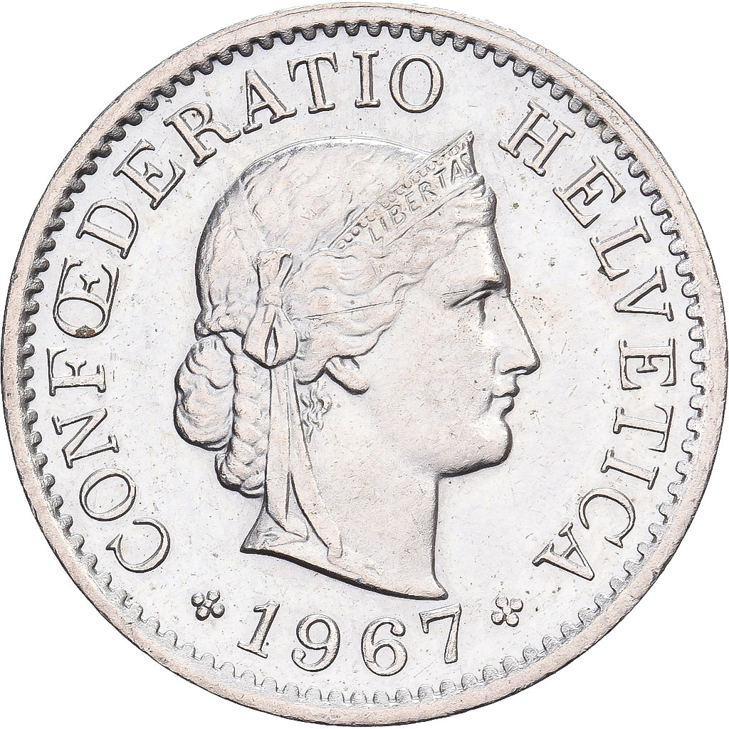 Switzerland, 5 Rappen, 1967, Bern, Nickel, AU(50-53), KM:26b