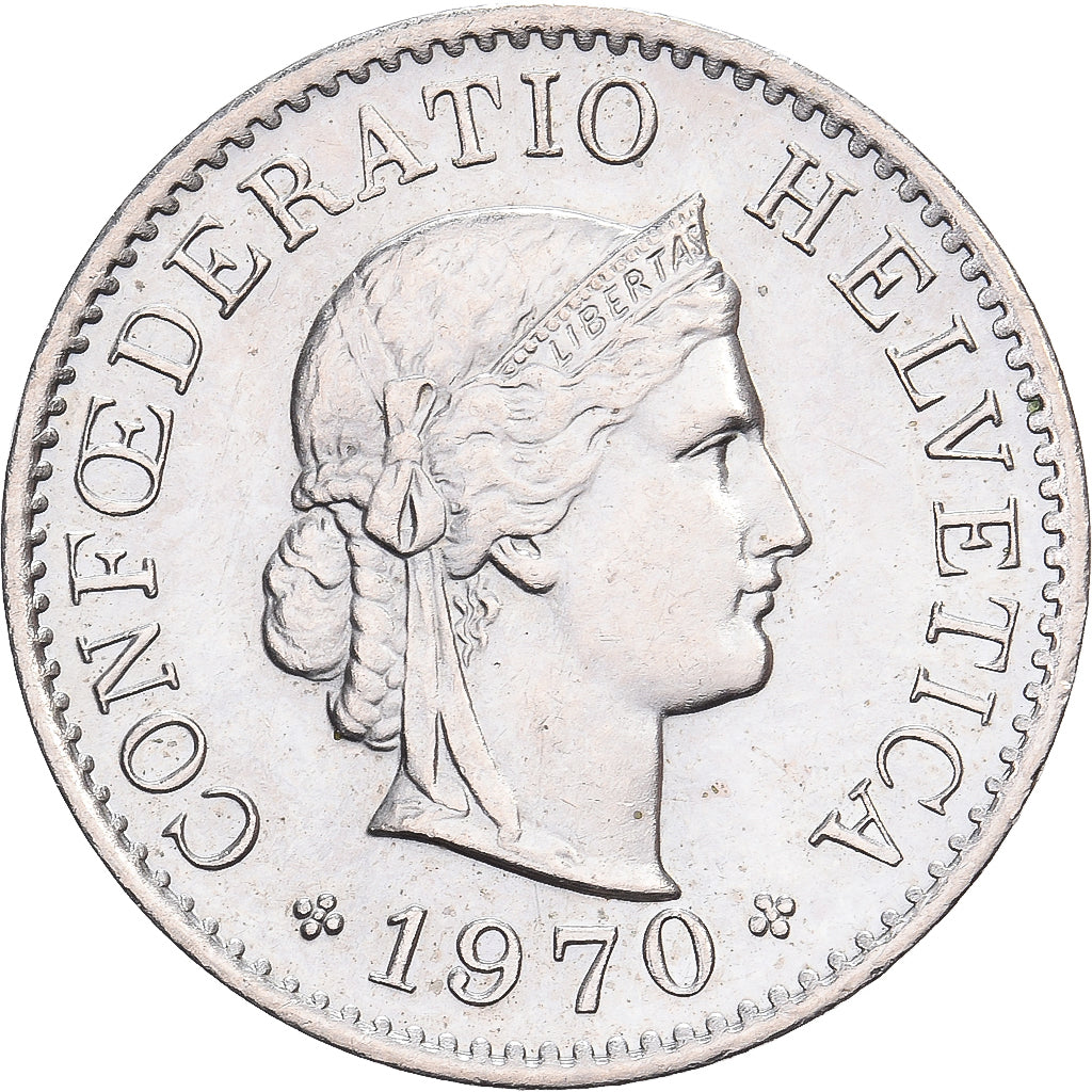 Switzerland, 5 Rappen, 1970, Bern, Nickel, AU(50-53), KM:26b