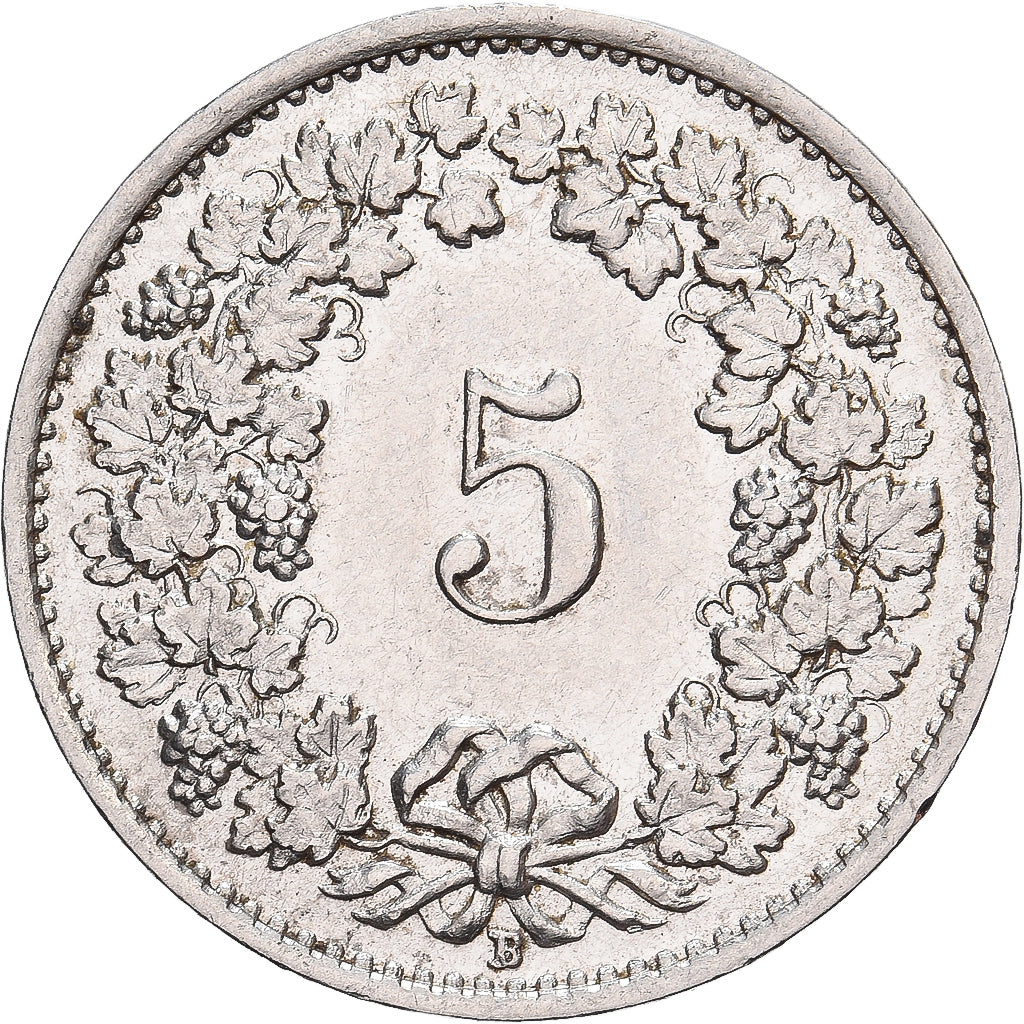 Szwajcaria, 5 Rappen, 1933, Bern, Nikiel, AU(50-53), KM:26b