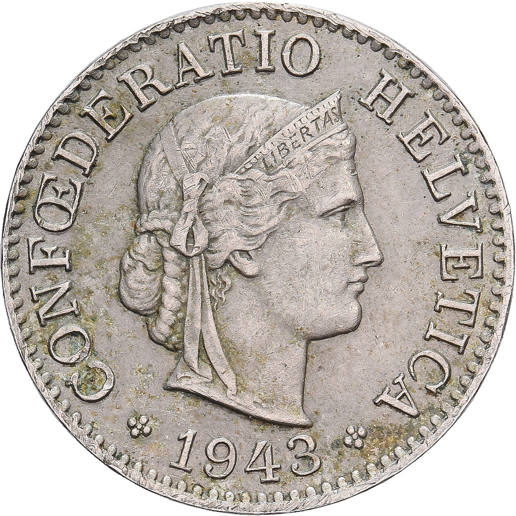 Schweiz, 5 Rappen, 1943, Bern, Nickel, S, KM:26b