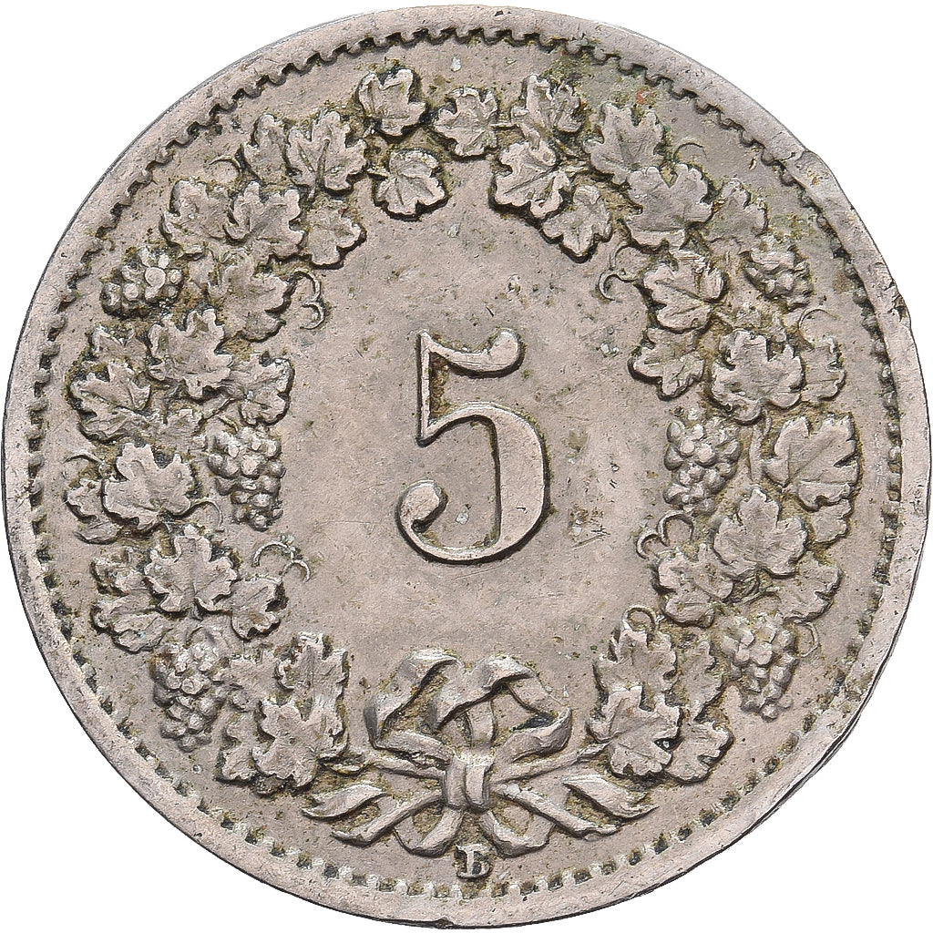 Switzerland, 5 Rappen, 1919, Bern, Nickel, VF(20-25), KM:26b