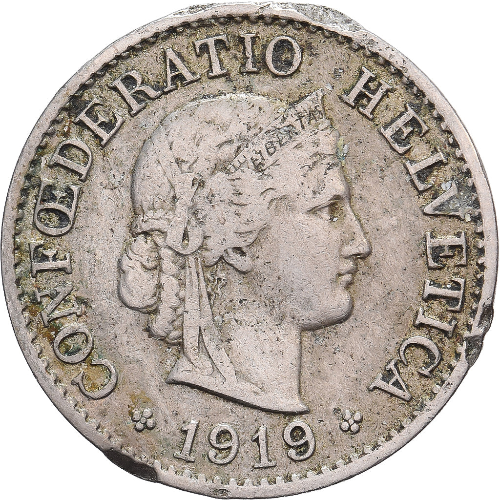 Schweiz, 5 Rappen, 1919, Bern, Nickel, SGE+, KM:26b