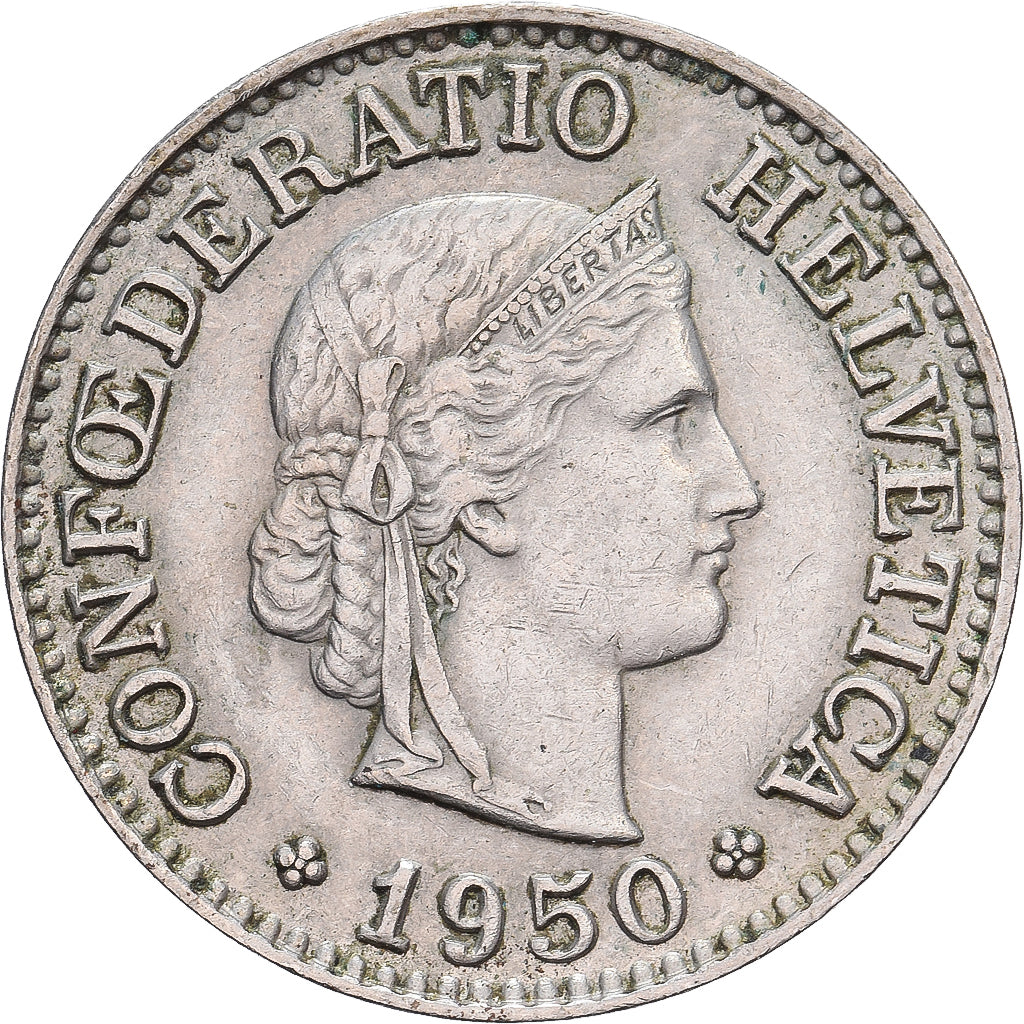 Suiza, 10 Rappen, Libertas, 1950, Bern, Cobre - níquel, EBC, KM:27