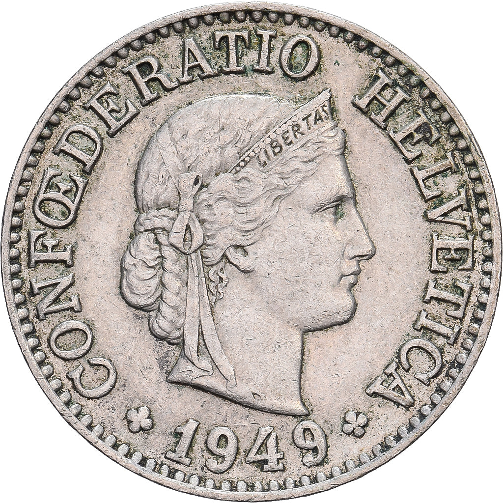 Switzerland, 10 Rappen, Libertas, 1949, Bern, Copper-nickel, AU(50-53), KM:27